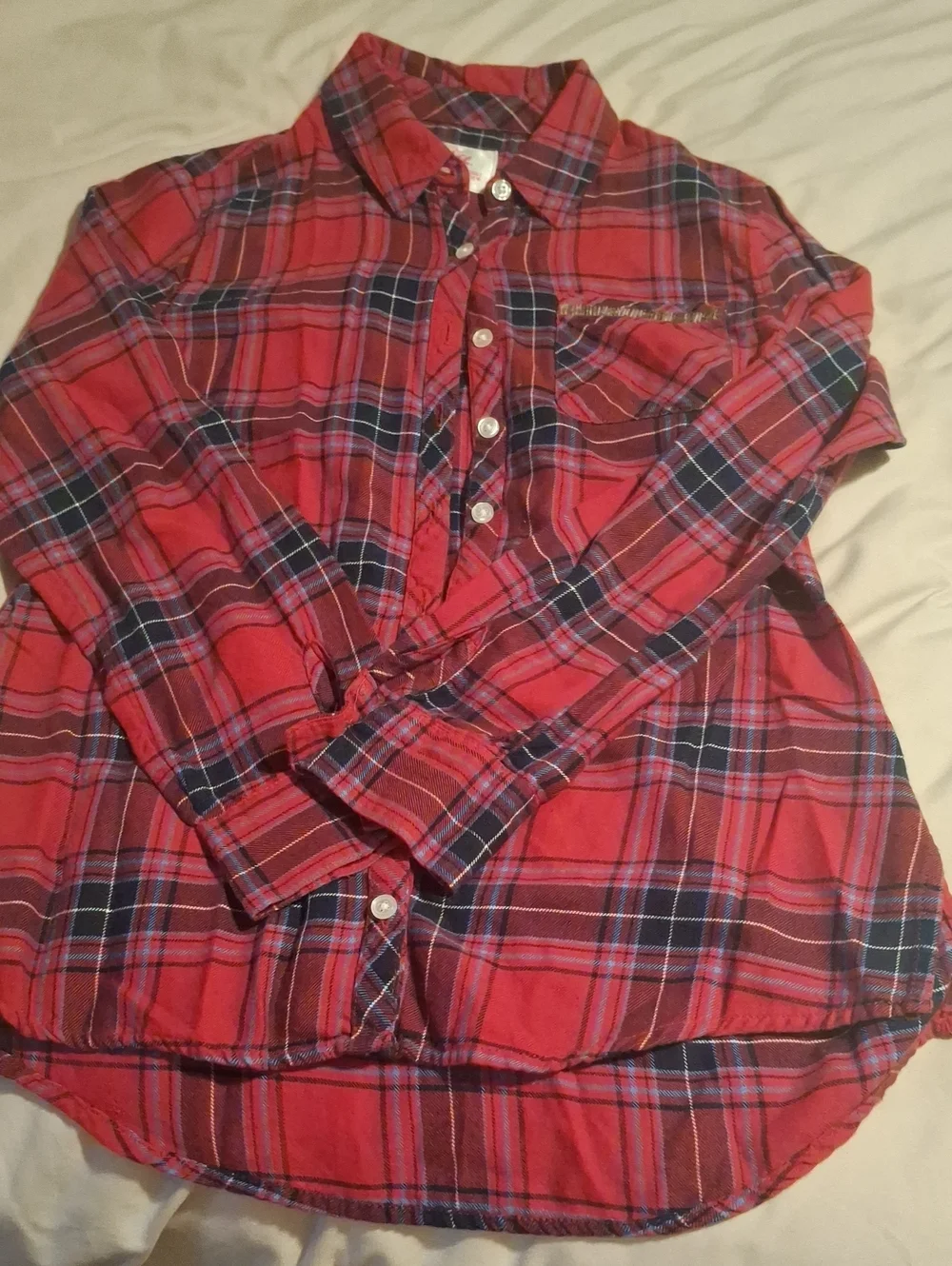 Girls Justice Red And Blue Plaid Flannel Shirt